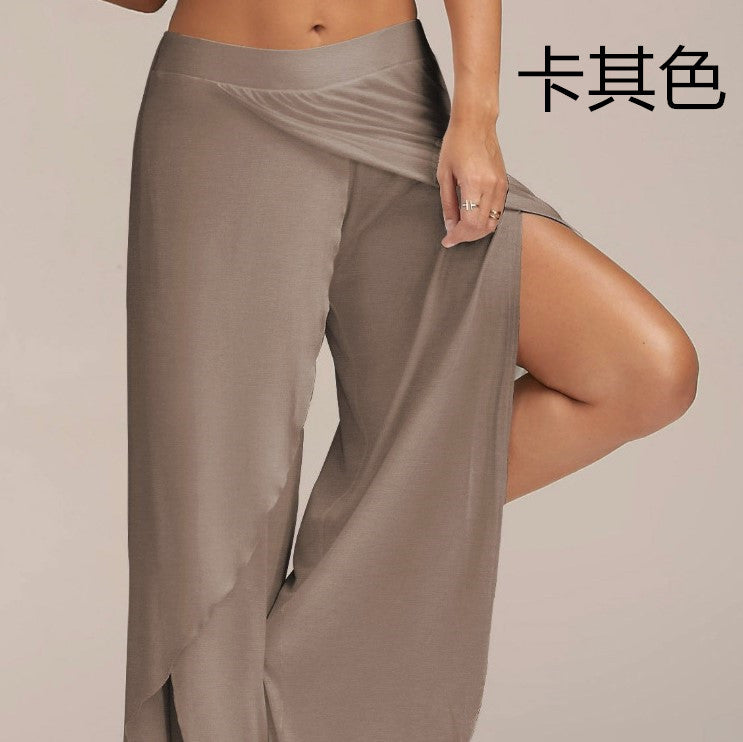 Flowy Split Yoga Pants for Women High Slit Harem Pants Plus Size Wide Leg Lounge Pants Summer Beach Loose Trousers - Seldom Seen Styles