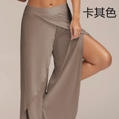 Flowy Split Yoga Pants for Women High Slit Harem Pants Plus Size Wide Leg Lounge Pants Summer Beach Loose Trousers - Seldom Seen Styles