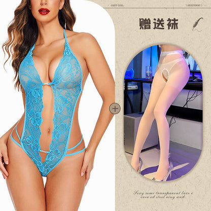 Sexy Lingerie Amazon Foreign Trade Source See-through Backless Shaping Lace-up Lace