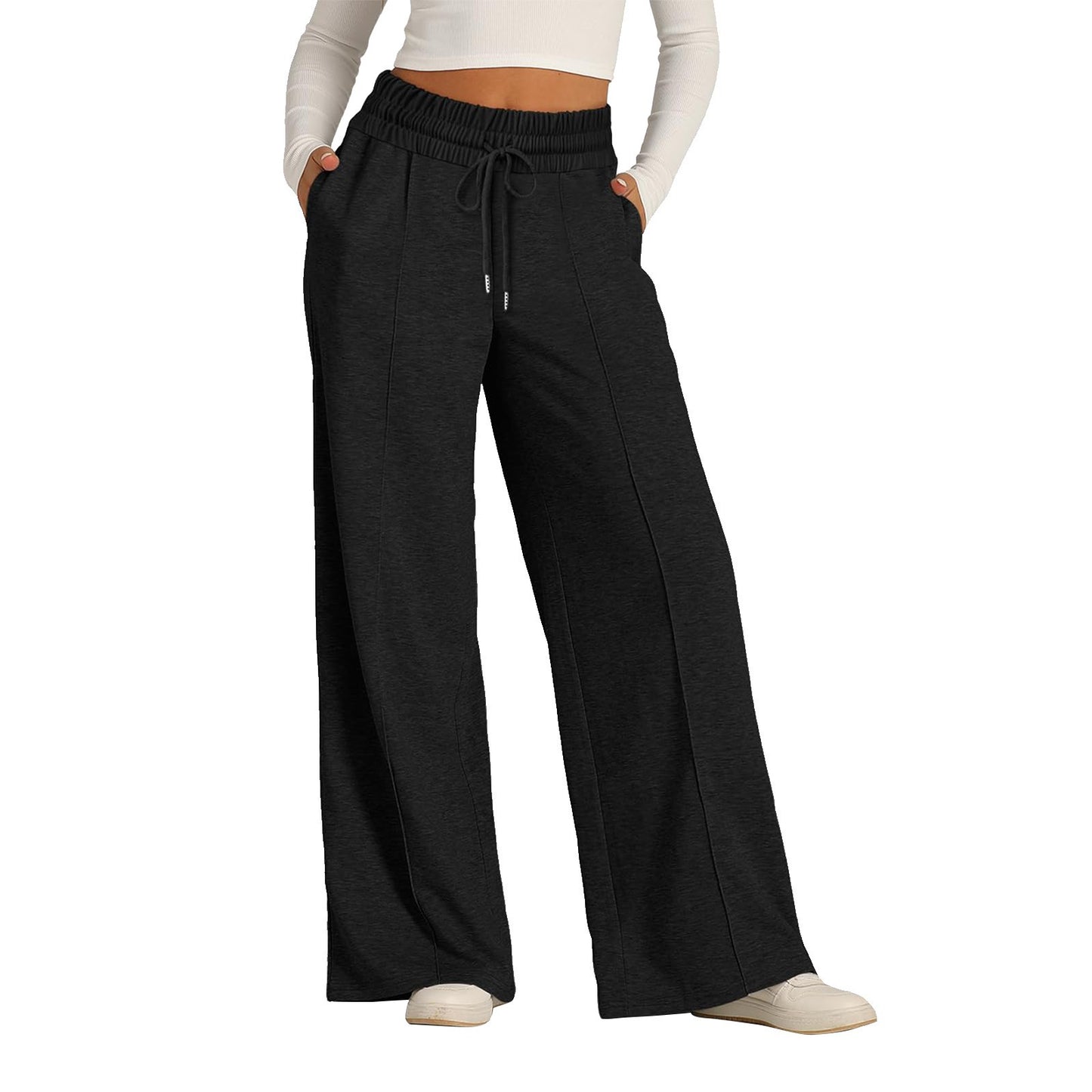 Women's Wide Leg Sweatpants Casual Loose Solid Color Pants Comfy Lounge Joggers Baggy Sweatpants Pockets - Seldom Seen Styles