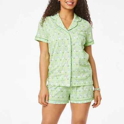 Womens Pajamas Set, 2PCS Button Down Vacation Monkey Beach Shorts Set Y2k Loungewear Pjs for Birthday Valentines Gift