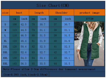 Women's Warm Reversible Vests Sleeveless Fleece Basic Jacket Zip Up Coat Long Outerwear With Pockets And Hoodie Casual Outfit#Hoodieing - Seldom Seen Styles