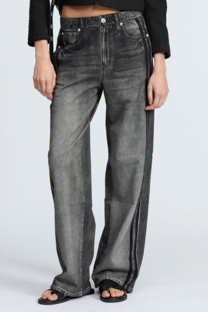 Womens Wash Vertical Pattern Casual Sweatpant Jean - Seldom Seen Styles