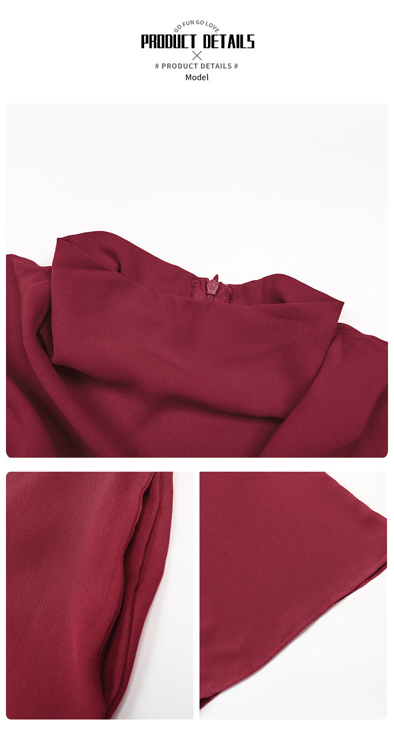 Womens Solid Ruched Wide Leg Long Jumpsuit Sleeveless High Neck Draped Front Zip Back Romper Overalls Women Elegant