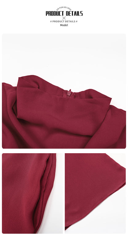 Womens Solid Ruched Wide Leg Long Jumpsuit Sleeveless High Neck Draped Front Zip Back Romper Overalls Women Elegant