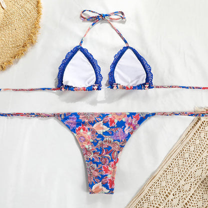 Annika Blue Floral Halter Bikini - Seldom Seen Styles