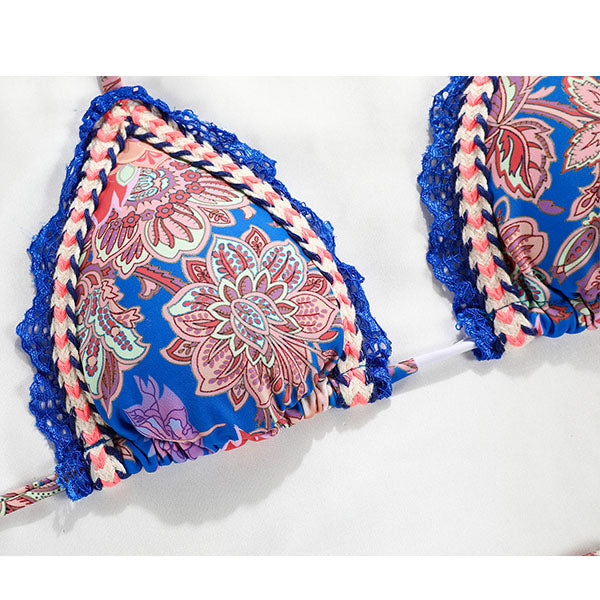 Annika Blue Floral Halter Bikini - Seldom Seen Styles