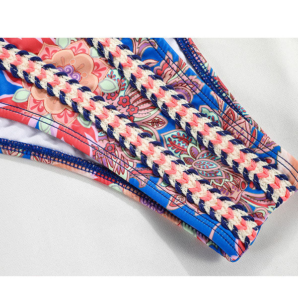 Annika Blue Floral Halter Bikini - Seldom Seen Styles