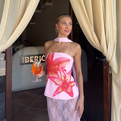 Ariah | Floral Sleeveless Top with Scarf - Seldom Seen Styles