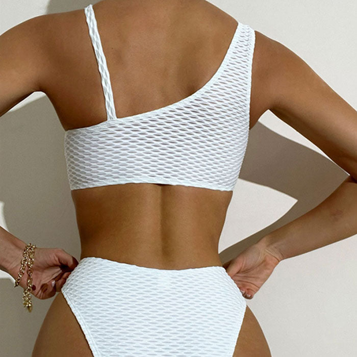 Asymmetrical Fishnet High Cut O Ring Cutout Brazilian Two Piece Bikini Swimsuit - Seldom Seen Styles