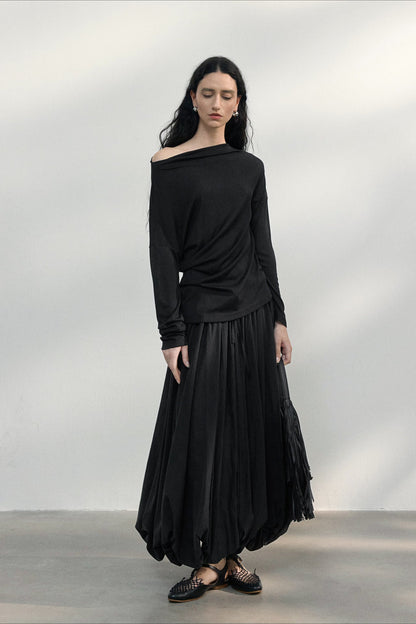 Asymmetrical One-Shoulder Fitted Knit Sweater - Seldom Seen Styles