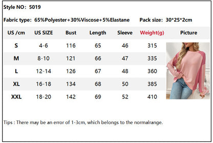 Autumn New Round Neck Casual Loose Color-Block Long Sleeve Waffle Top Shirts - Seldom Seen Styles