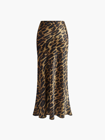 Slim Leopard Print Maxi Skirt