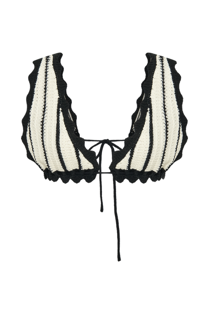 Jadia Contrast Crochet Bralette - Black/White