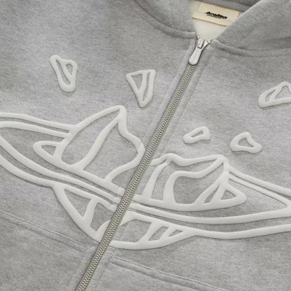Broken Planet Zip-Up Hoodie - Heather Grey