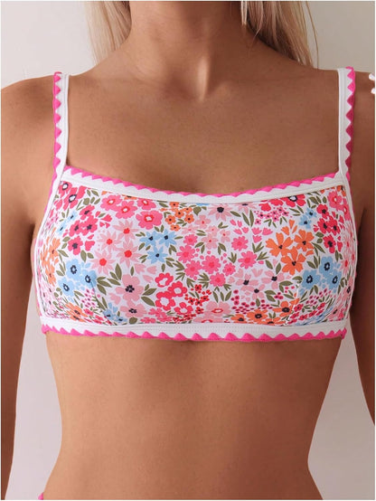 Bathing Suit for Women Two Piece Floral Print Tie Back Swimsuit Bikini Sets - Seldom Seen Styles