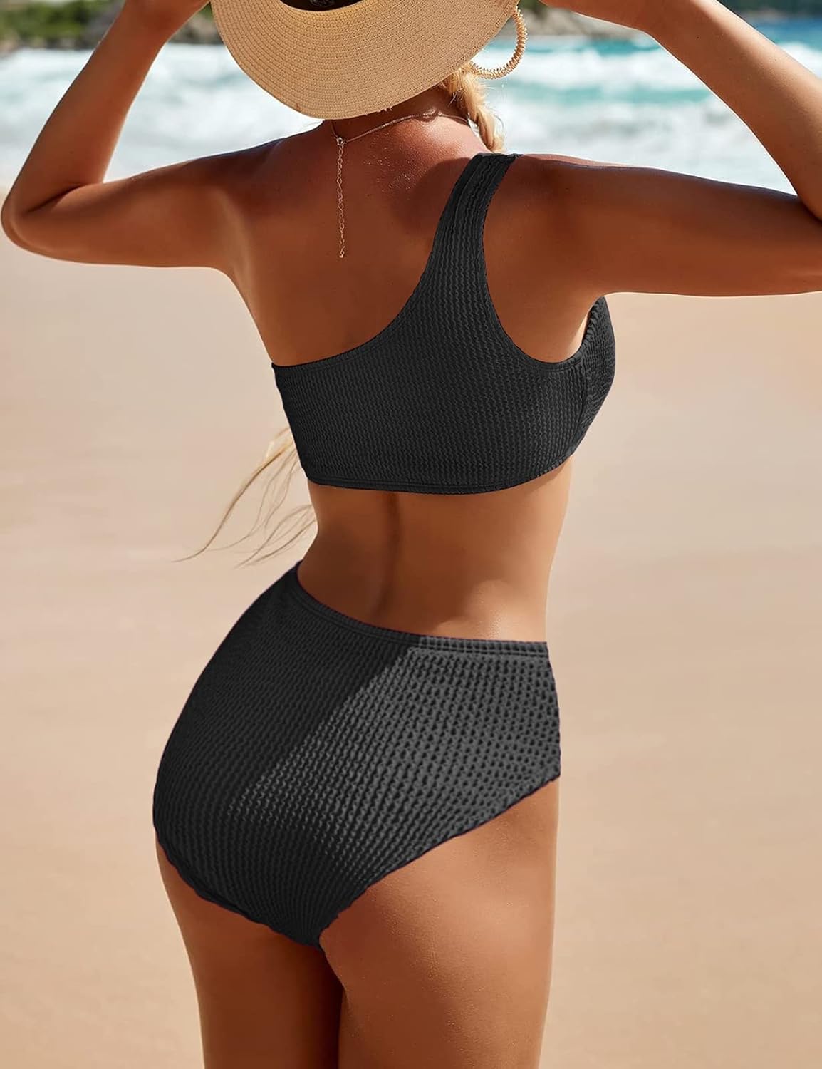 Bikini Sets for Women High Waisted 2 Piece Bestselling Swimsuit Ribbed One Shoulder Tummy Control Bathing Suit 2025 - Seldom Seen Styles