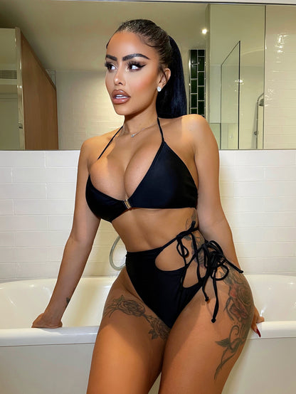 Bikini Solid Color Sexy Women's Two-Piece Swimsuit Triangle Cover-Up Swimwear - Seldom Seen Styles