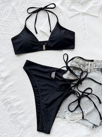 Bikini Solid Color Sexy Women's Two-Piece Swimsuit Triangle Cover-Up Swimwear - Seldom Seen Styles