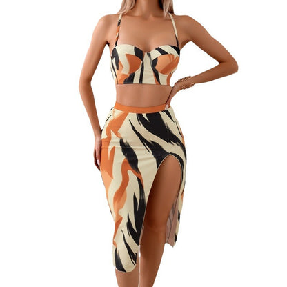Bikini Three-Piece Set Printed Long Skirt Two-Piece Swimsuit for Women - Seldom Seen Styles