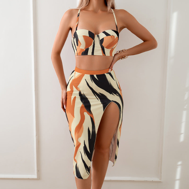 Bikini Three-Piece Set Printed Long Skirt Two-Piece Swimsuit for Women - Seldom Seen Styles