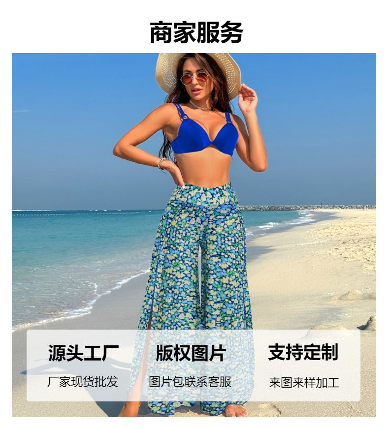 Bikini Three-Piece Set Printed Long Skirt Two-Piece Swimsuit for Women - Seldom Seen Styles