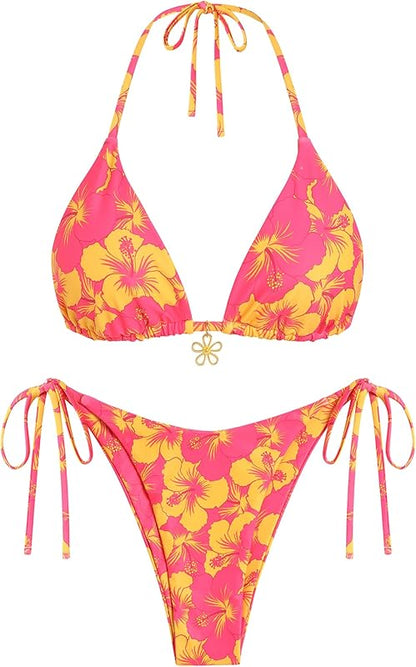 Bikini for Women 2 Piece Halter Bikini Sets Sexy High Cut Bathing Suit Side Tie Swimsuits - Seldom Seen Styles