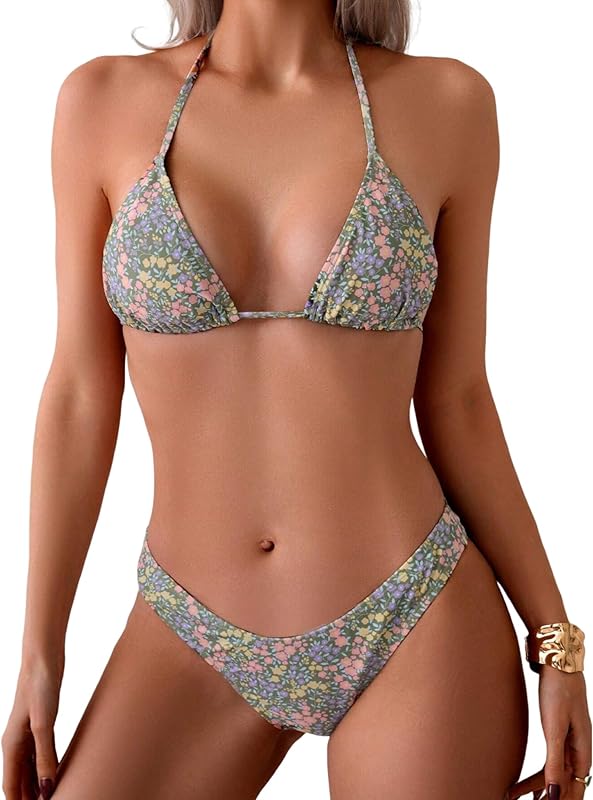 Bikini for Women 2 Piece Halter Bikini Sets Sexy High Cut Bathing Suit Side Tie Swimsuits - Seldom Seen Styles
