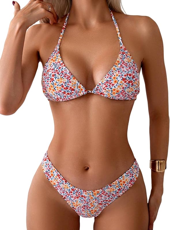 Bikini for Women 2 Piece Halter Bikini Sets Sexy High Cut Bathing Suit Side Tie Swimsuits - Seldom Seen Styles