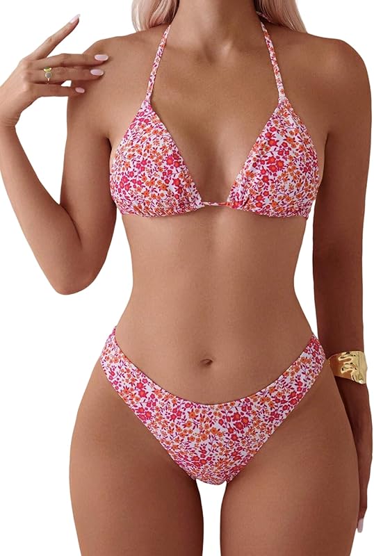 Bikini for Women 2 Piece Halter Bikini Sets Sexy High Cut Bathing Suit Side Tie Swimsuits - Seldom Seen Styles