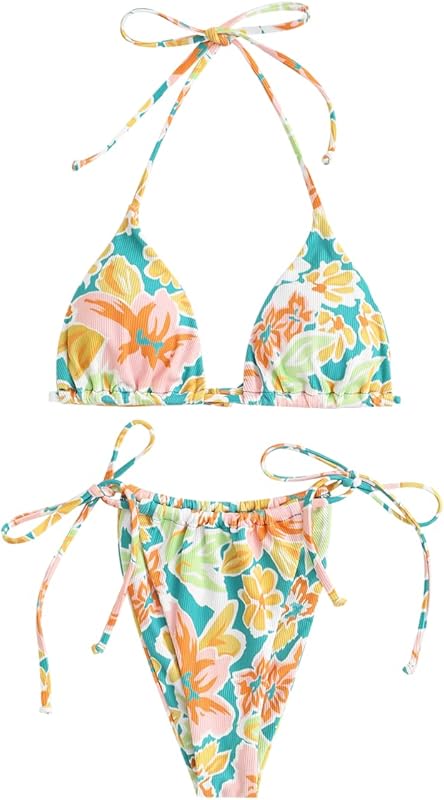 Bikini for Women 2 Piece Halter Bikini Sets Sexy High Cut Bathing Suit Side Tie Swimsuits - Seldom Seen Styles