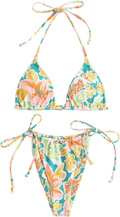 Bikini for Women 2 Piece Halter Bikini Sets Sexy High Cut Bathing Suit Side Tie Swimsuits - Seldom Seen Styles