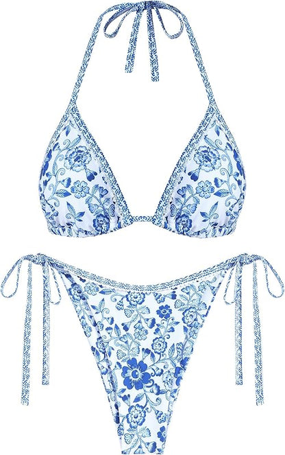 Bikini for Women 2 Piece Halter Bikini Sets Sexy High Cut Bathing Suit Side Tie Swimsuits - Seldom Seen Styles