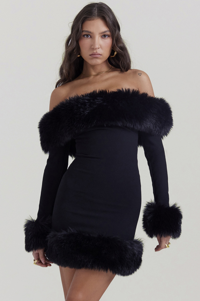 Black Bateau Neck Mini Dress - Seldom Seen Styles