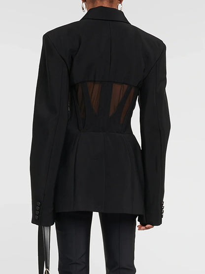 Black Illusion Long-sleeve mesh and see-through suit - Seldom Seen Styles