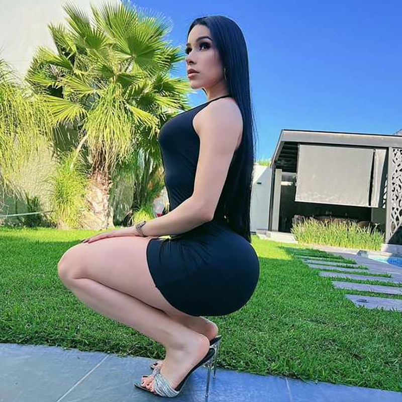 Black and white lace-up metal hollow dress - Seldom Seen Styles