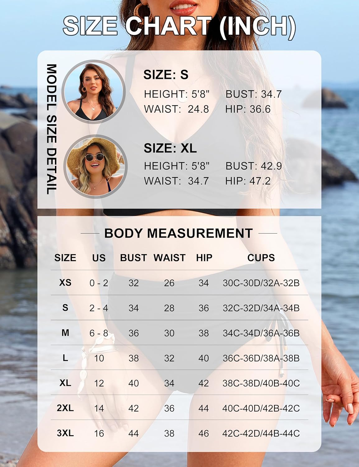 Blooming Jelly Womens High Waisted Bikini Sets Drawstring Tummy Control Swimsuits Crisscross Tie Back Bathing Suit - Seldom Seen Styles