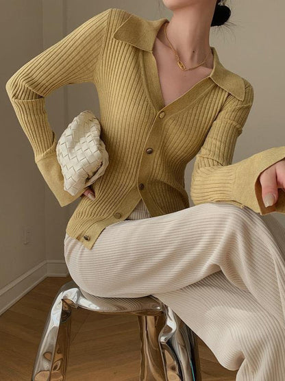 Blue  Cardigan for Women V-Neck Knitted Cardigan for Women Slim Fitting Short Knit Top - Seldom Seen Styles