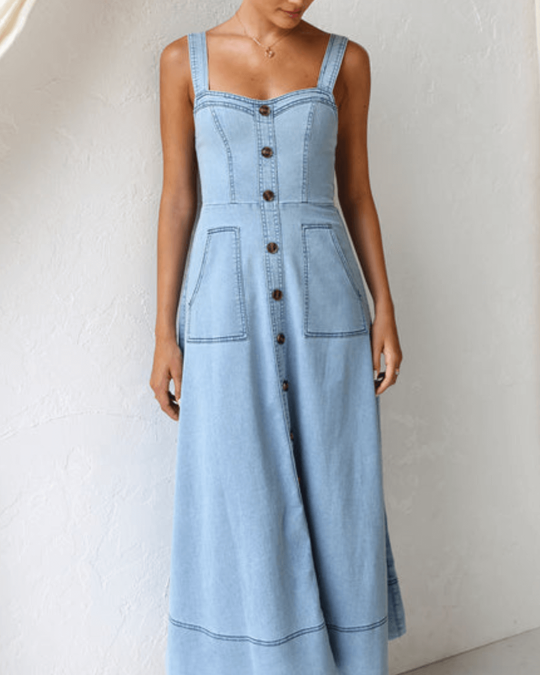 Blue Denim Maxi Dress - Seldom Seen Styles
