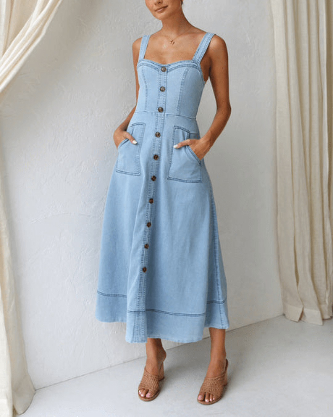 Blue Denim Maxi Dress - Seldom Seen Styles