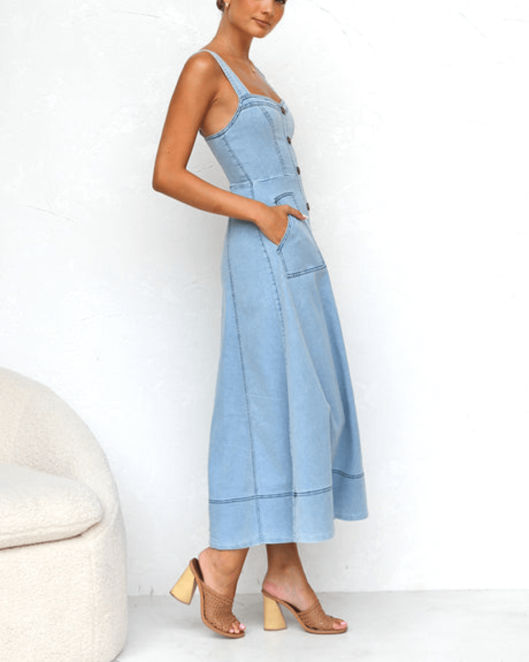 Blue Denim Maxi Dress - Seldom Seen Styles
