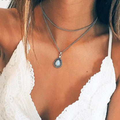 Bohemian Crescent Water Drop Necklace - Seldom Seen Styles