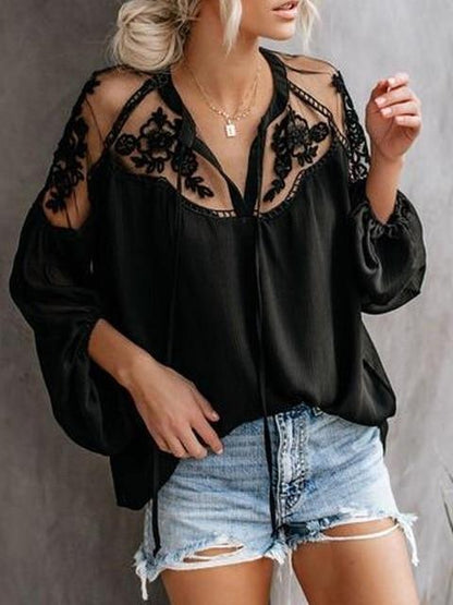 Bohemian Lace Long Sleeve Blouse - Seldom Seen Styles