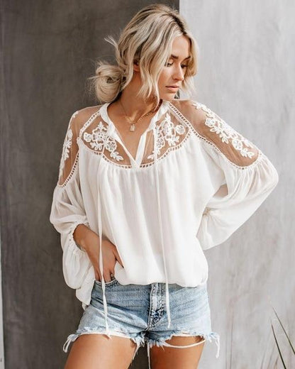 Bohemian Lace Long Sleeve Blouse - Seldom Seen Styles