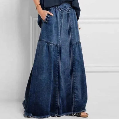 Bohemian Style Denim Maxi Skirt - Seldom Seen Styles