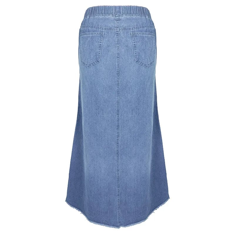 Bohemian Style Denim Maxi Skirt - Seldom Seen Styles