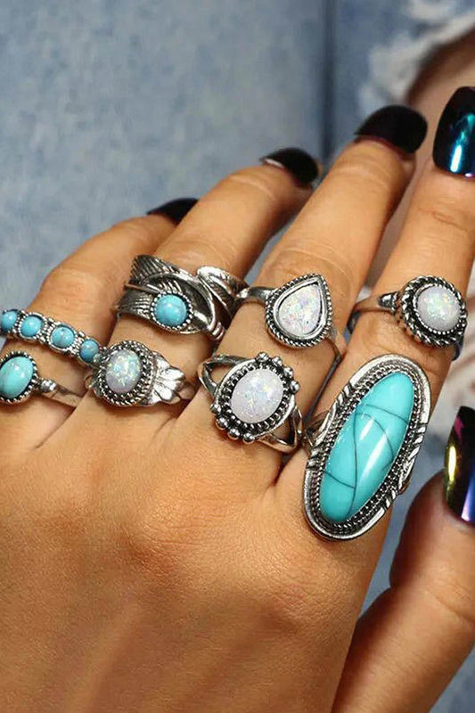 Bohemian Turquoise Bead Ring Set - Seldom Seen Styles