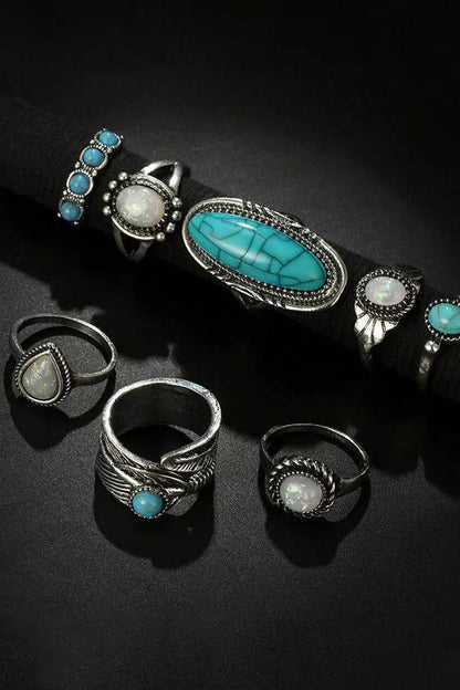 Bohemian Turquoise Bead Ring Set - Seldom Seen Styles