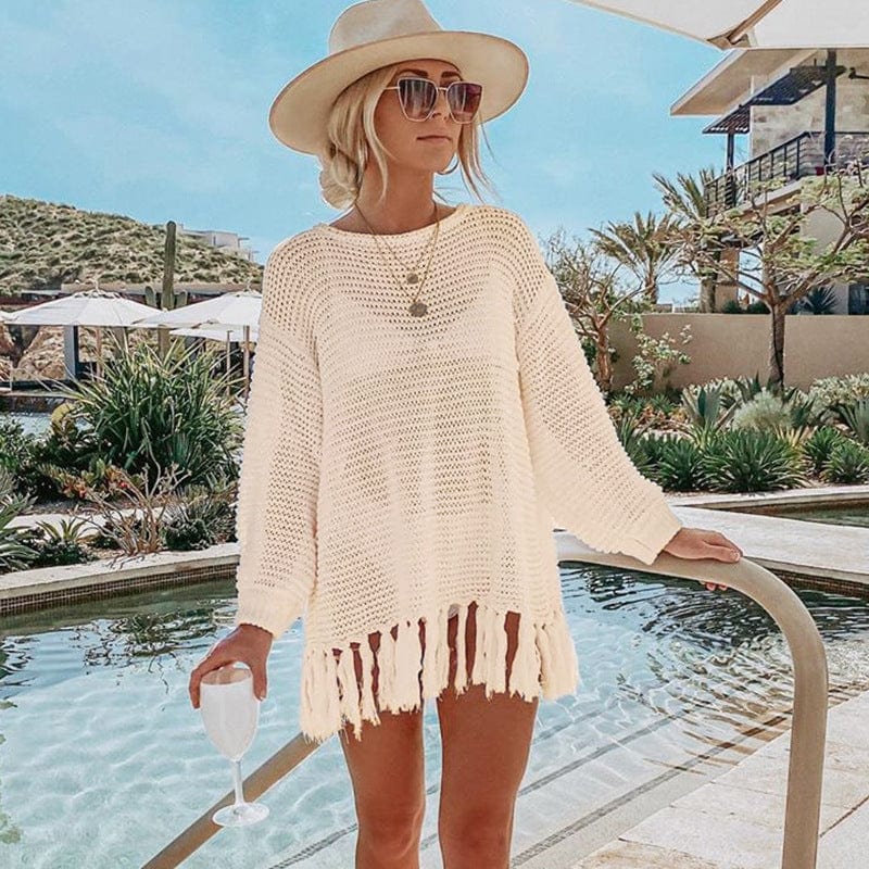 Boho Beach Crochet Knit Tassel Cover Up - Seldom Seen Styles