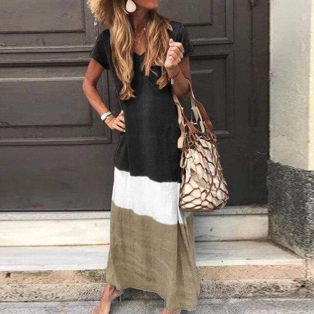 Boho Casual Multi-Colored Maxi Dress - Seldom Seen Styles